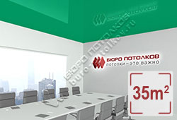 Натяжной потолок L69 зеленый трилистника глянцевый (лак) 35 м2 (MSD Premium)