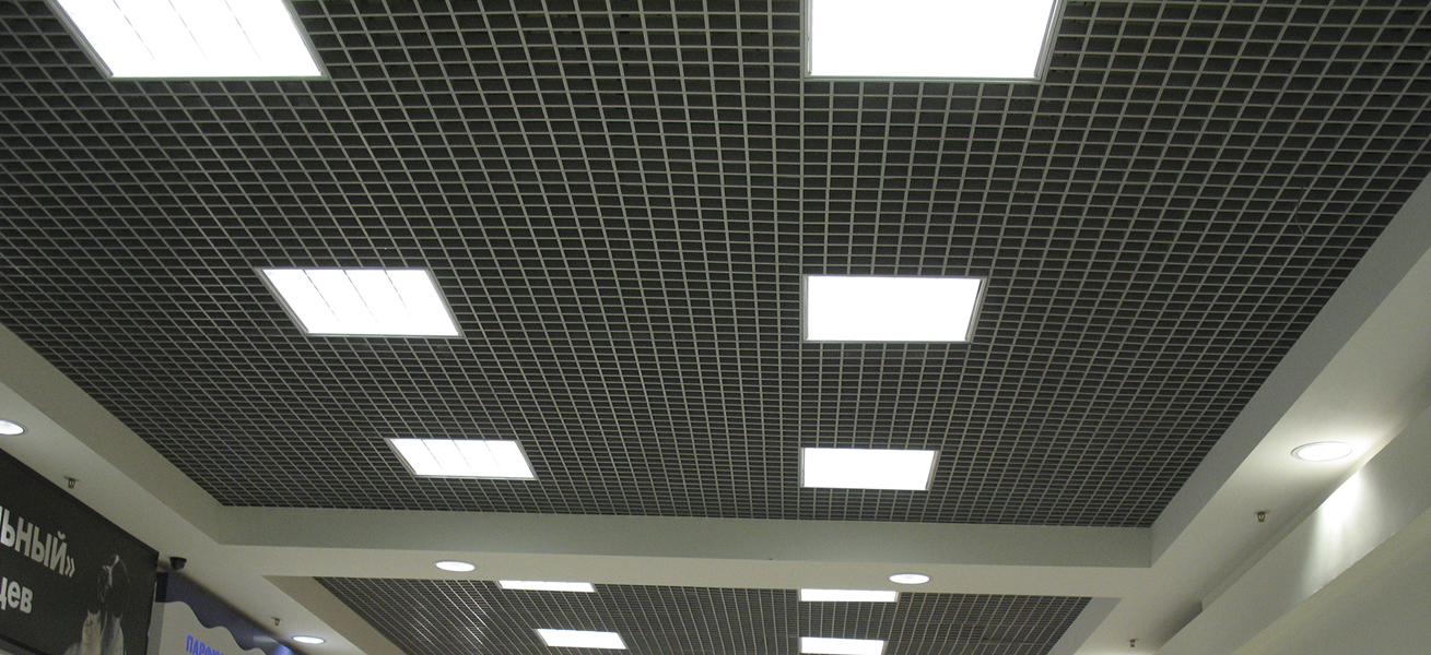 Потолок грильято 75х75 Матовый металлик (h=40; b=10) ЦСС