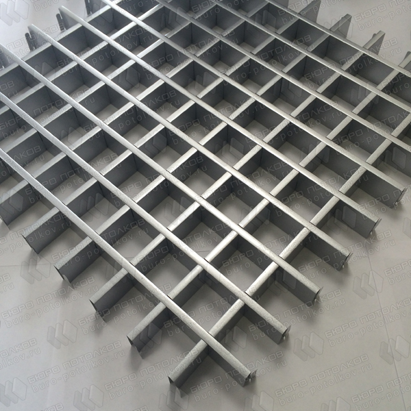 Потолок Грильято 60х60 Серебристый металлик (h=50; b=10) ЦСС