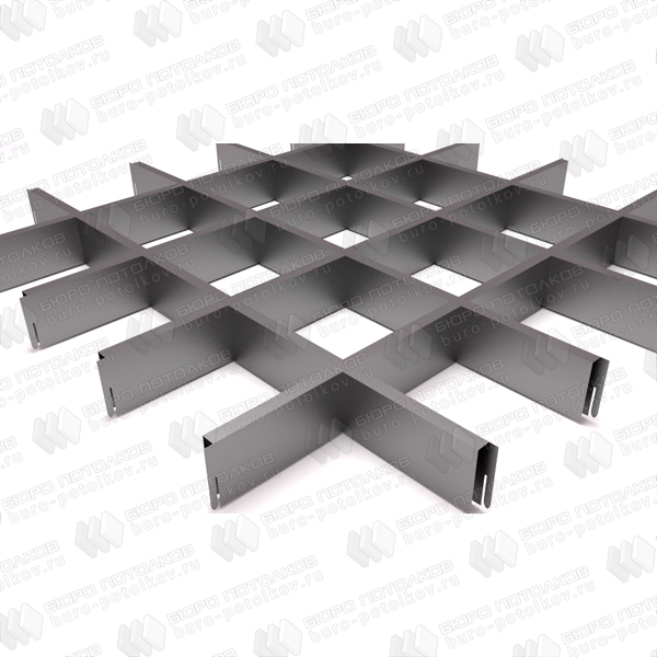 Потолок Грильято 120х120 Серебристый металлик (h=50; b=10) ЦСС