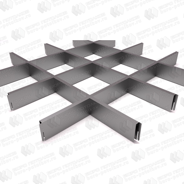 Потолок Грильято 150х150 Серебристый металлик (h=40; b=10) ЦСС