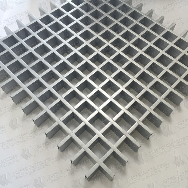 Потолок Грильято 50х50 Серебристый металлик (h=40; b=10) ЦСС